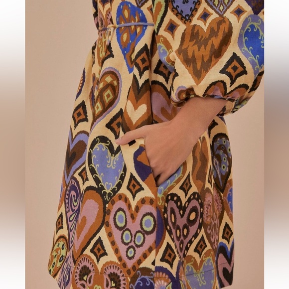 NWOT Farm Rio Hearts Ikat Mini Dress Size XS - Picture 5 of 16